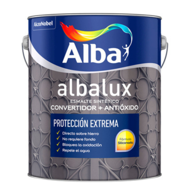 4 lts Albalux Esmalte Sintético Martillado Gris 2 en 1