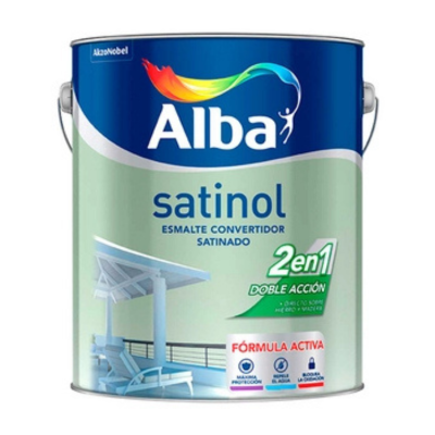 4 lts Esmalte Sintético Satinol 2 en 1 Blanco Alba